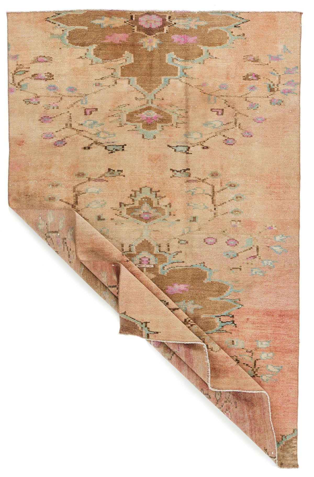 5x8 Beige and Brown Turkish Patchwork Rug