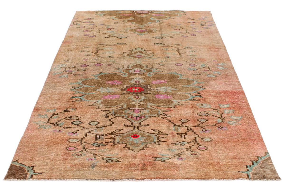 5x8 Beige and Brown Turkish Patchwork Rug