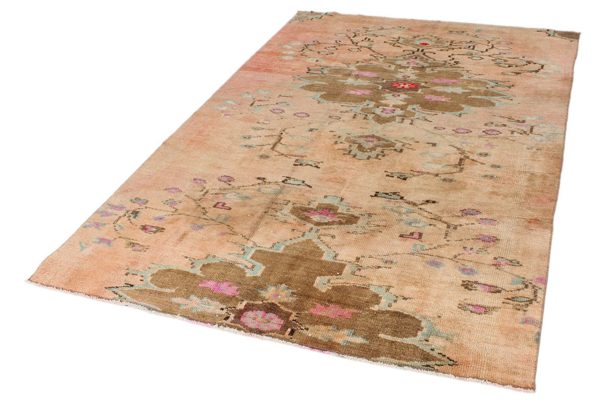 5x8 Beige and Brown Turkish Patchwork Rug