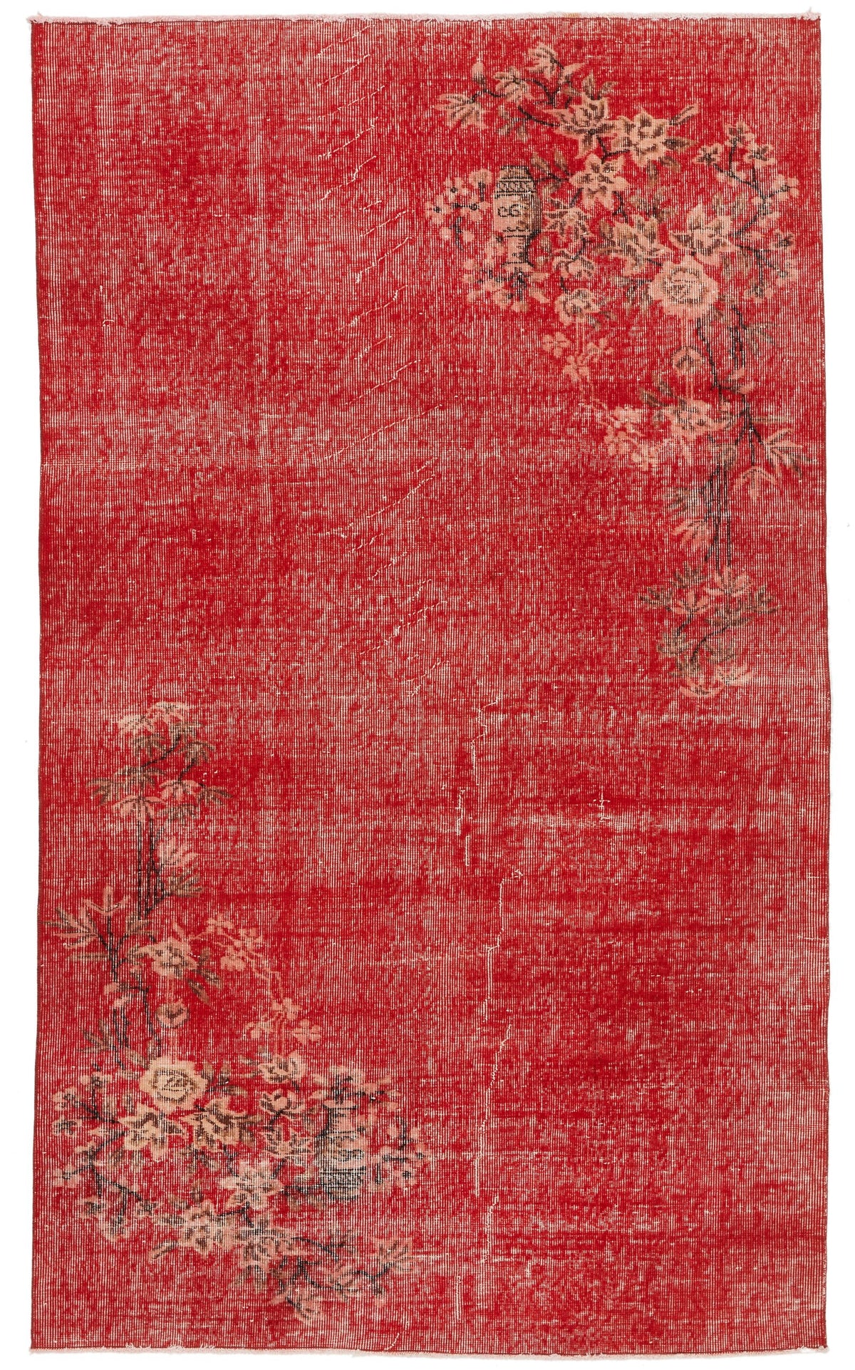 5x9 Red and Multicolor Turkish Overdyed Rug