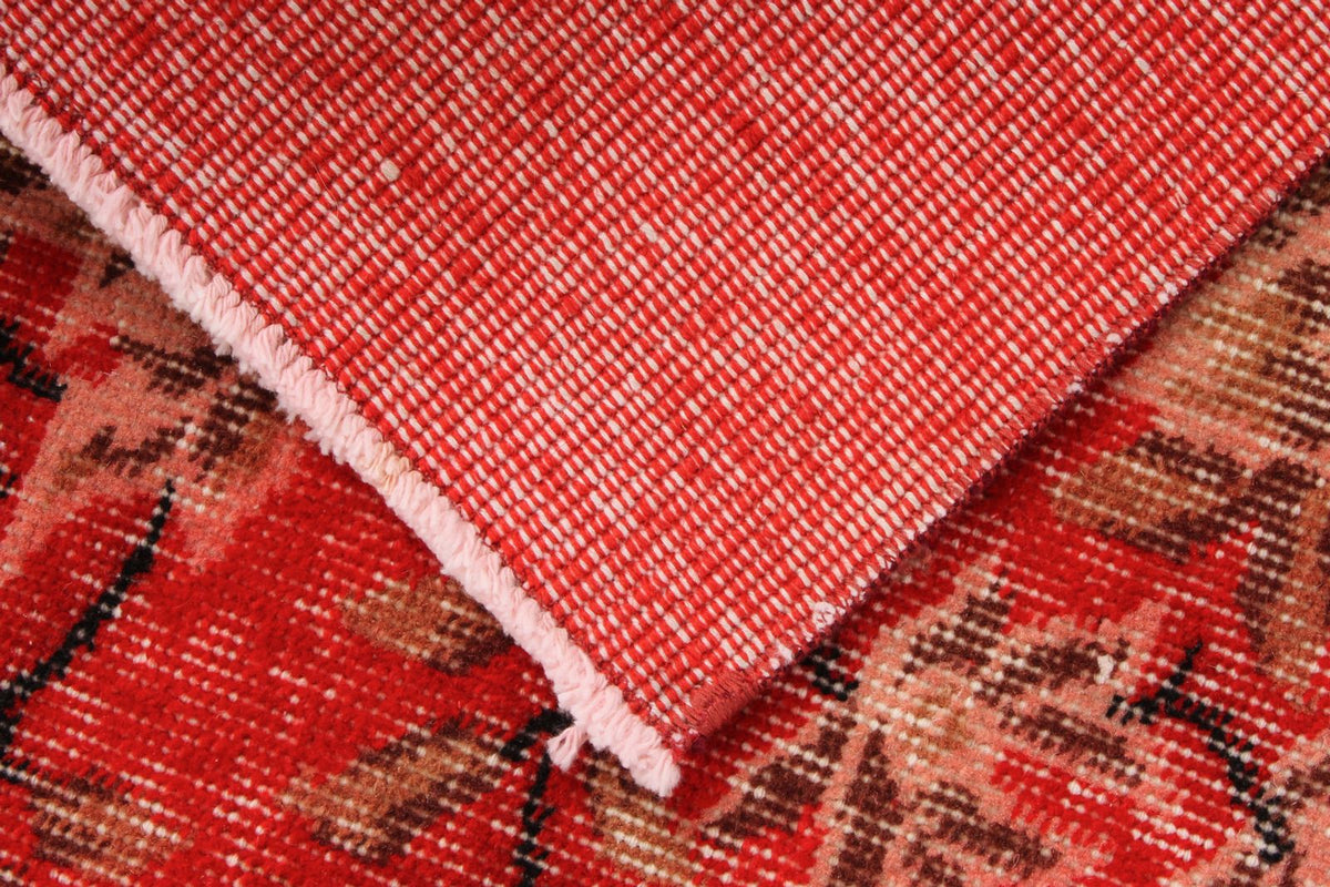 5x9 Red and Multicolor Turkish Overdyed Rug