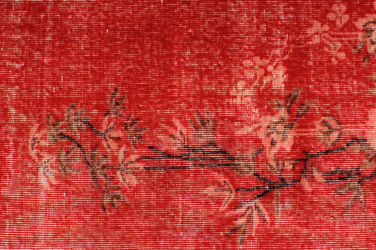 5x9 Red and Multicolor Turkish Overdyed Rug