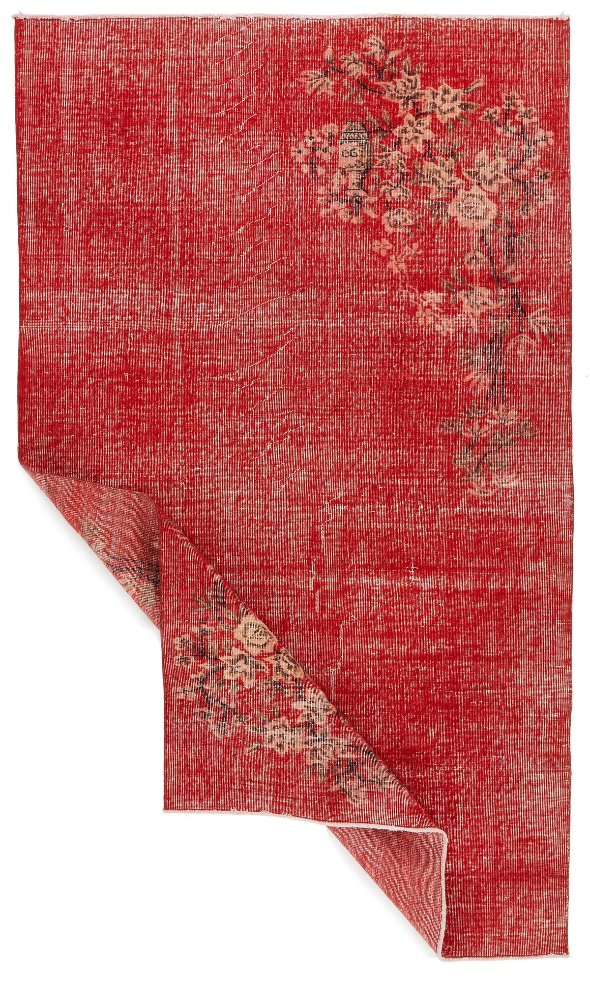 5x9 Red and Multicolor Turkish Overdyed Rug
