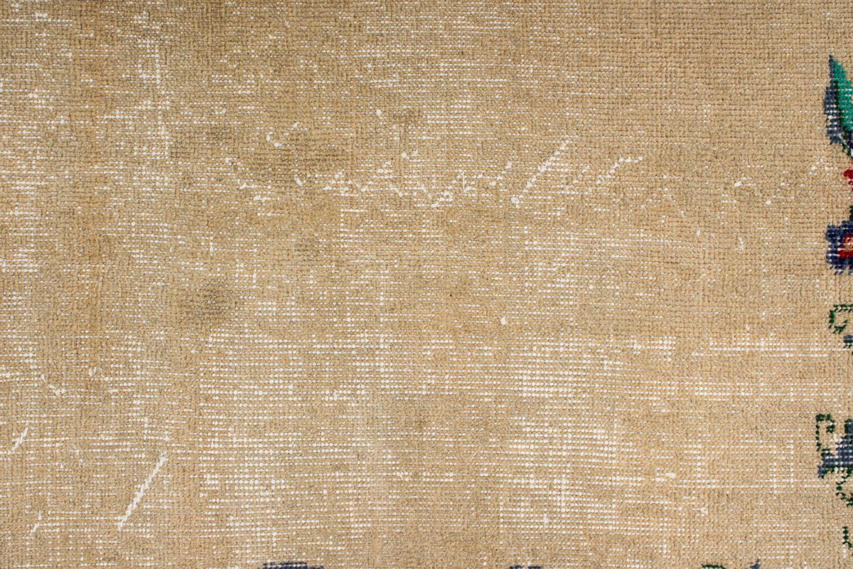 5x9 Beige and Multicolor Turkish Overdyed Rug