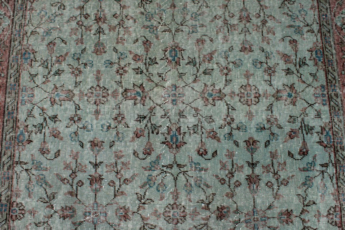 6x8 Blue and Rust Turkish Anatolian Rug