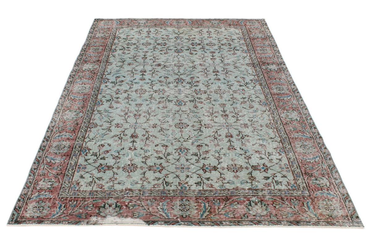 6x8 Blue and Rust Turkish Anatolian Rug