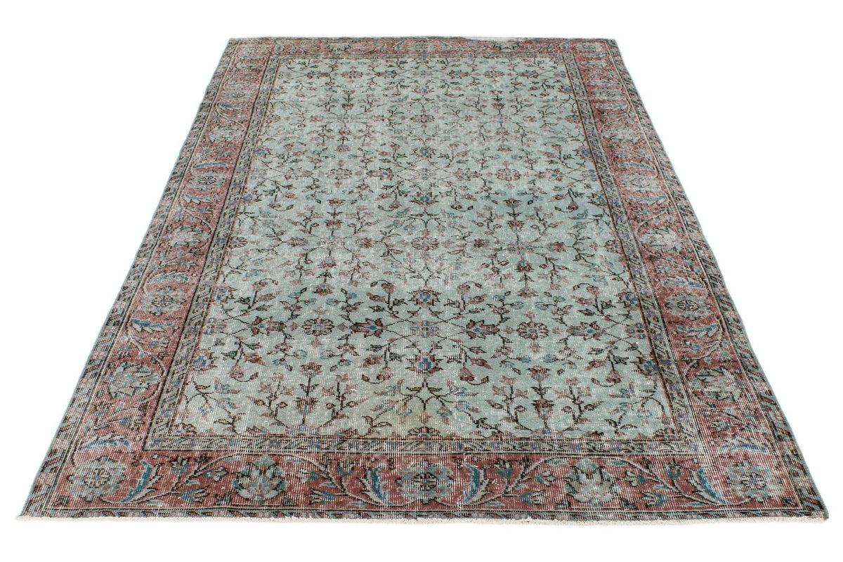 6x8 Blue and Rust Turkish Anatolian Rug
