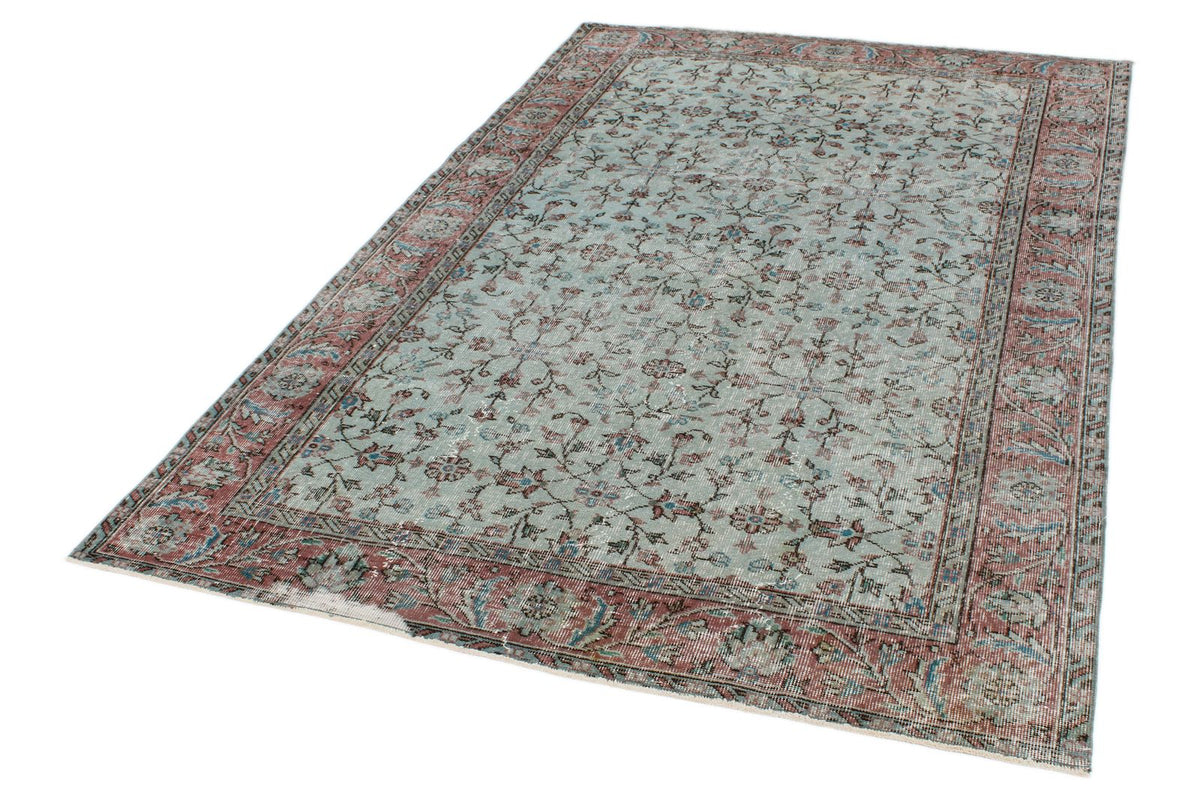 6x8 Blue and Rust Turkish Anatolian Rug