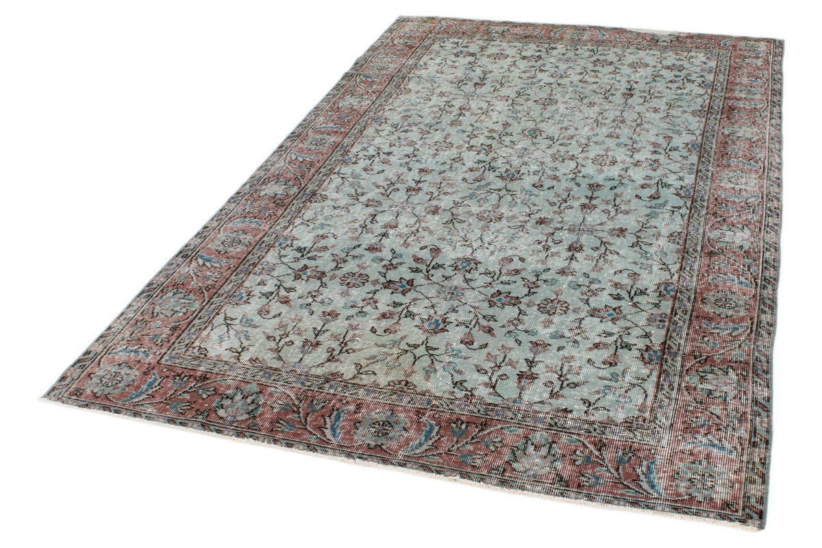 6x8 Blue and Rust Turkish Anatolian Rug