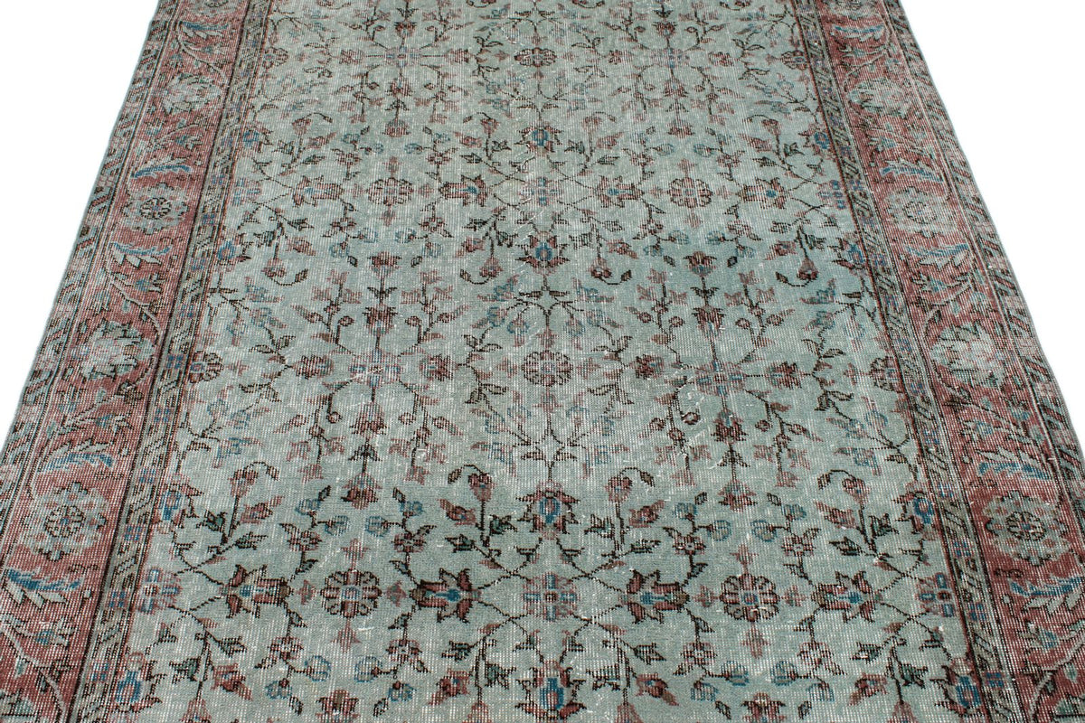 6x8 Blue and Rust Turkish Anatolian Rug