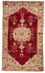 5x8 Red and Ivory Anatolian Turkish Tribal Rug