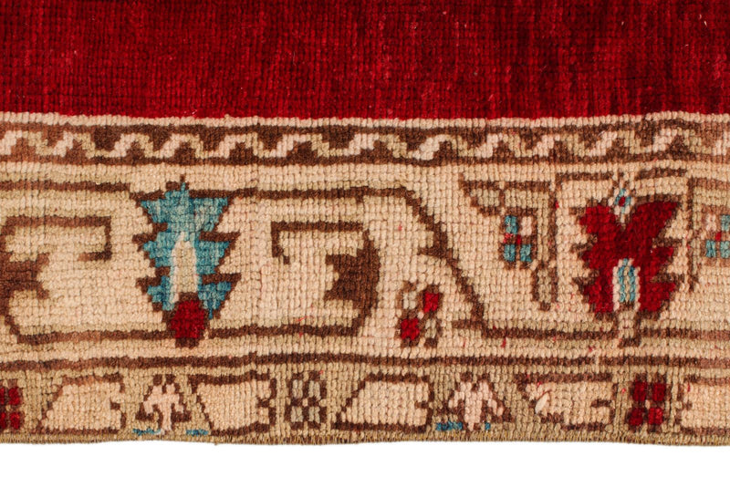 5x8 Red and Ivory Anatolian Turkish Tribal Rug