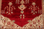 5x8 Red and Ivory Anatolian Turkish Tribal Rug