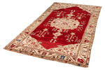 5x8 Red and Ivory Anatolian Turkish Tribal Rug