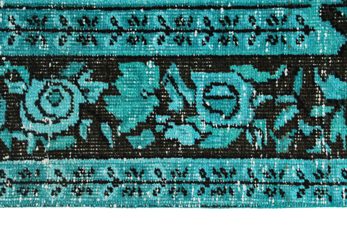 5x8 Turquoıse and Black Turkish Overdyed Rug