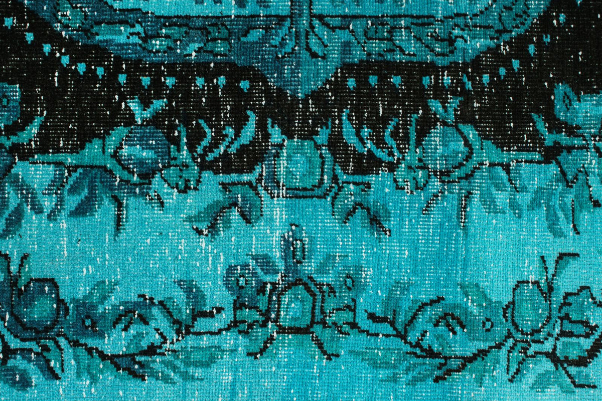 5x8 Turquoıse and Black Turkish Overdyed Rug