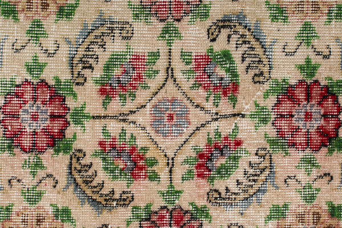 5x9 Beige and Multicolor Turkish Anatolian Rug