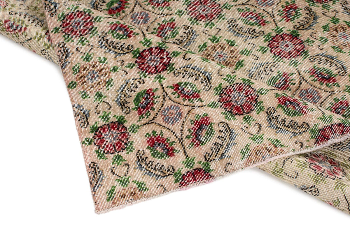 5x9 Beige and Multicolor Turkish Anatolian Rug