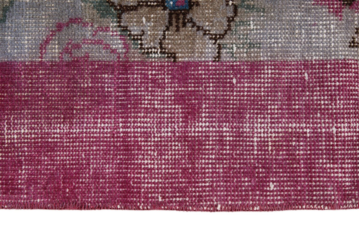 5x8 Gray and Purple Turkish Overdyed Rug