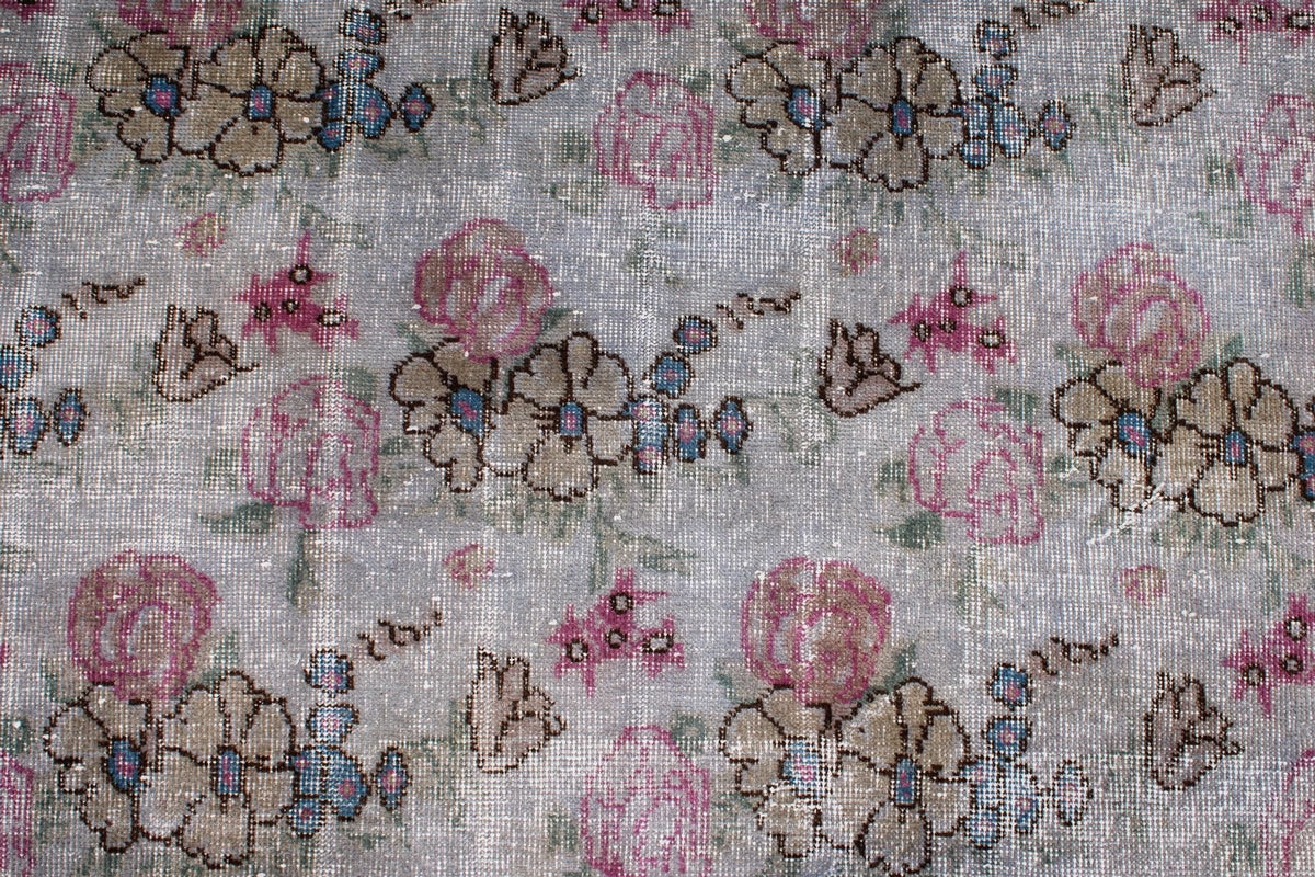 5x8 Gray and Purple Turkish Overdyed Rug