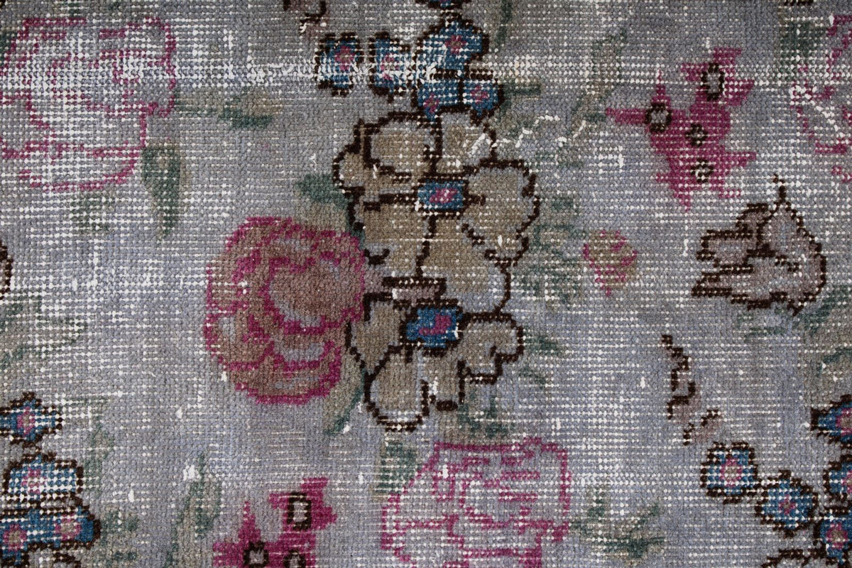 5x8 Gray and Purple Turkish Overdyed Rug