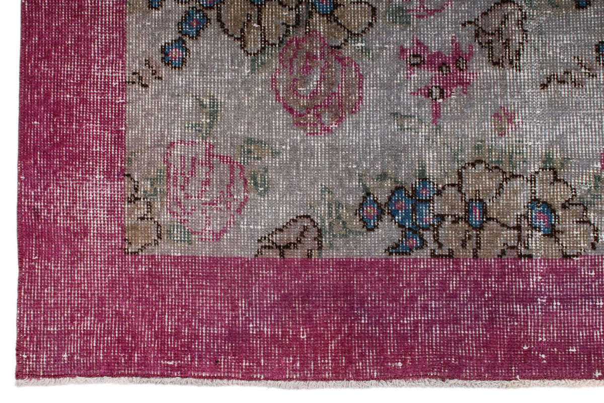 5x8 Gray and Purple Turkish Overdyed Rug