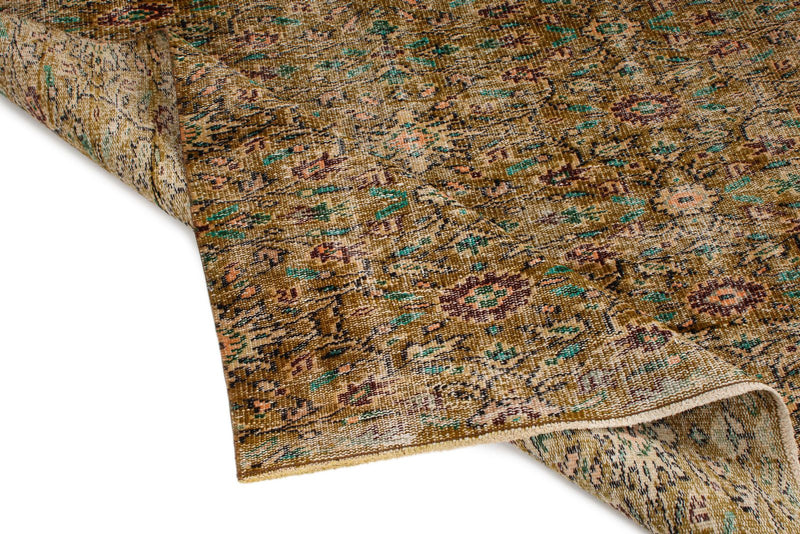 5x8 Olıve Green and Multicolor Turkish Anatolian Rug