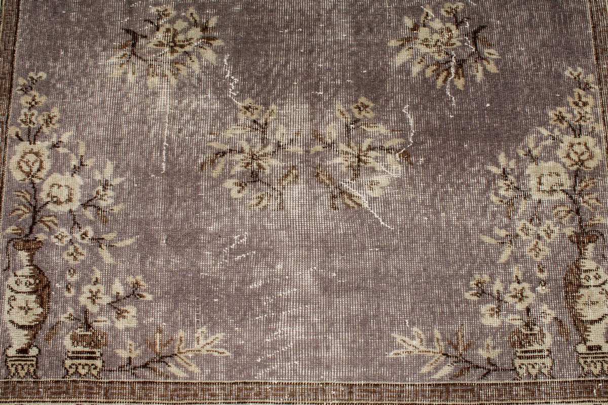5x8 Gray and Ivory Turkish Overdyed Rug