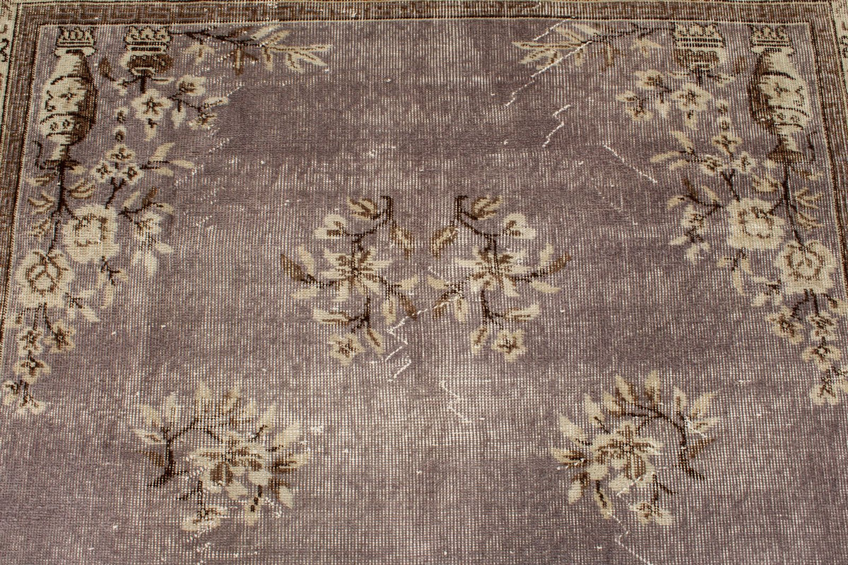 5x8 Gray and Ivory Turkish Overdyed Rug