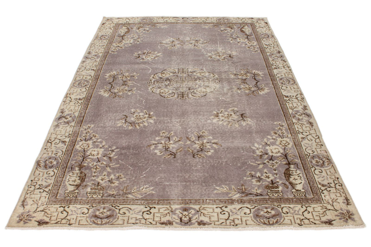 5x8 Gray and Ivory Turkish Overdyed Rug