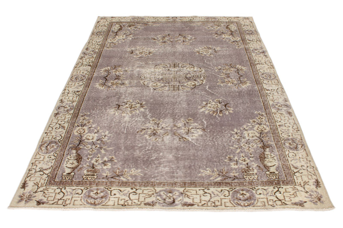 5x8 Gray and Ivory Turkish Overdyed Rug