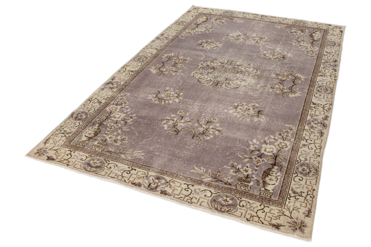 5x8 Gray and Ivory Turkish Overdyed Rug