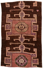 4x7 Brown and Multicolor Turkish Patchwork Rug