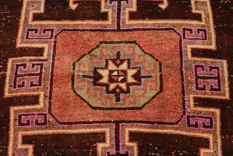 4x7 Brown and Multicolor Turkish Patchwork Rug