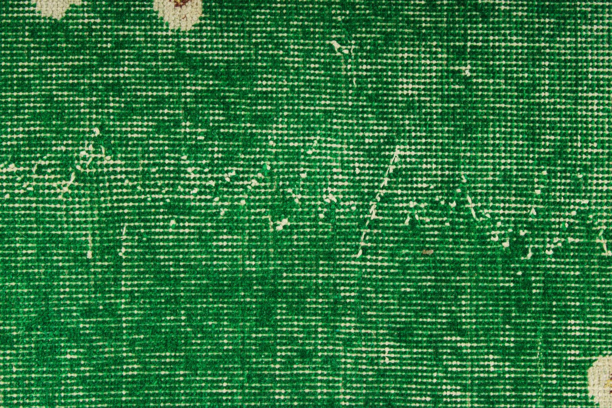 4x7 Green and Ivory Turkish Overdyed Rug
