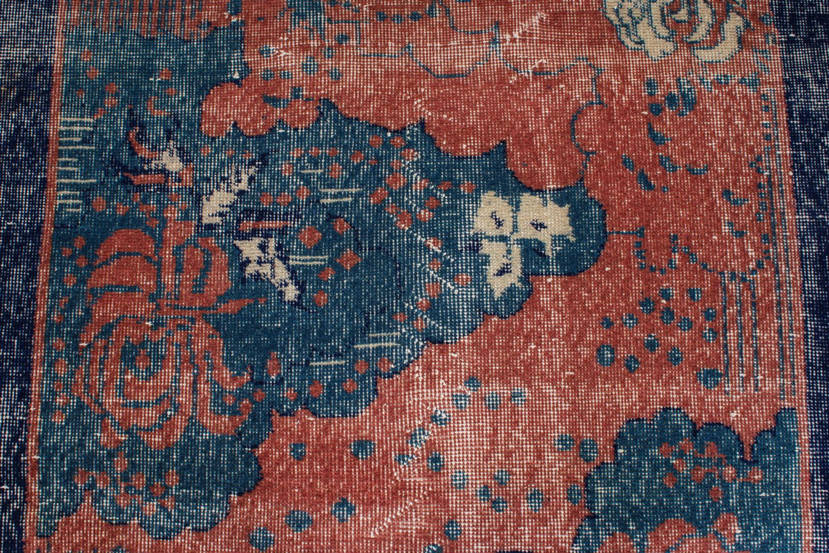 4x7 Rust and Navy Turkish Overdyed Rug