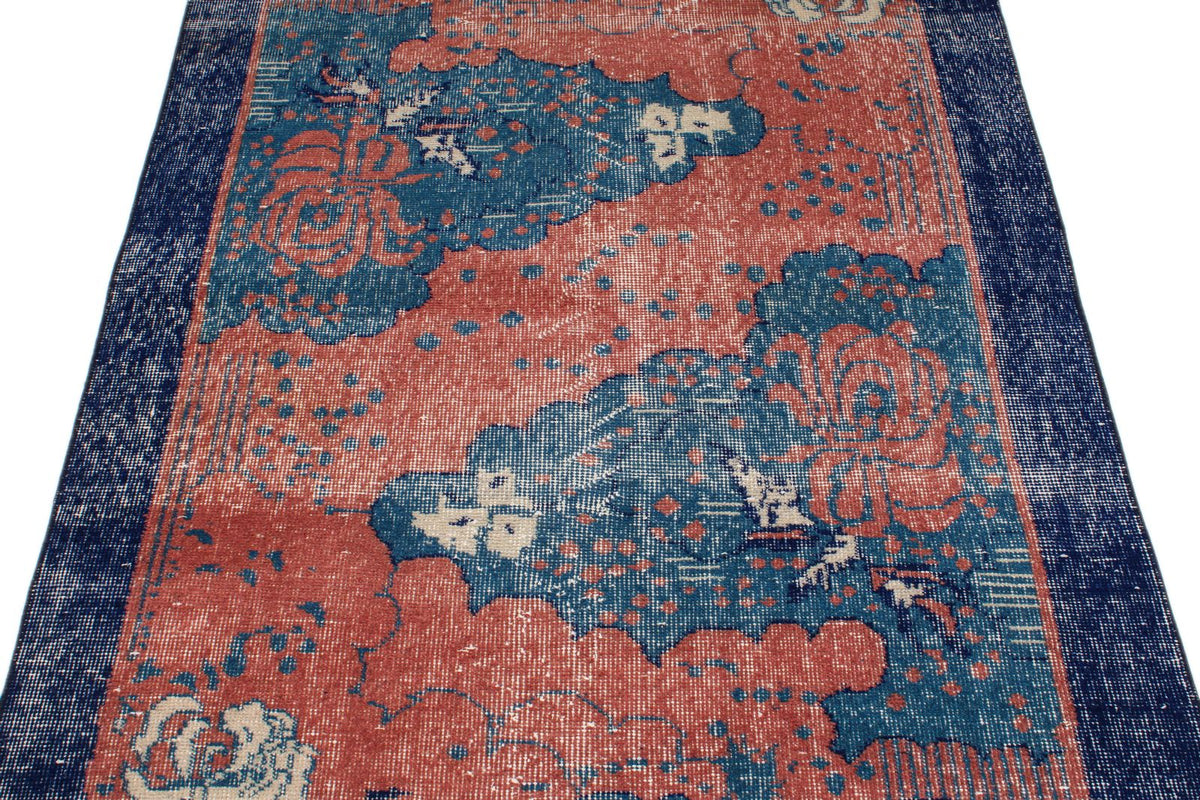 4x7 Rust and Navy Turkish Overdyed Rug