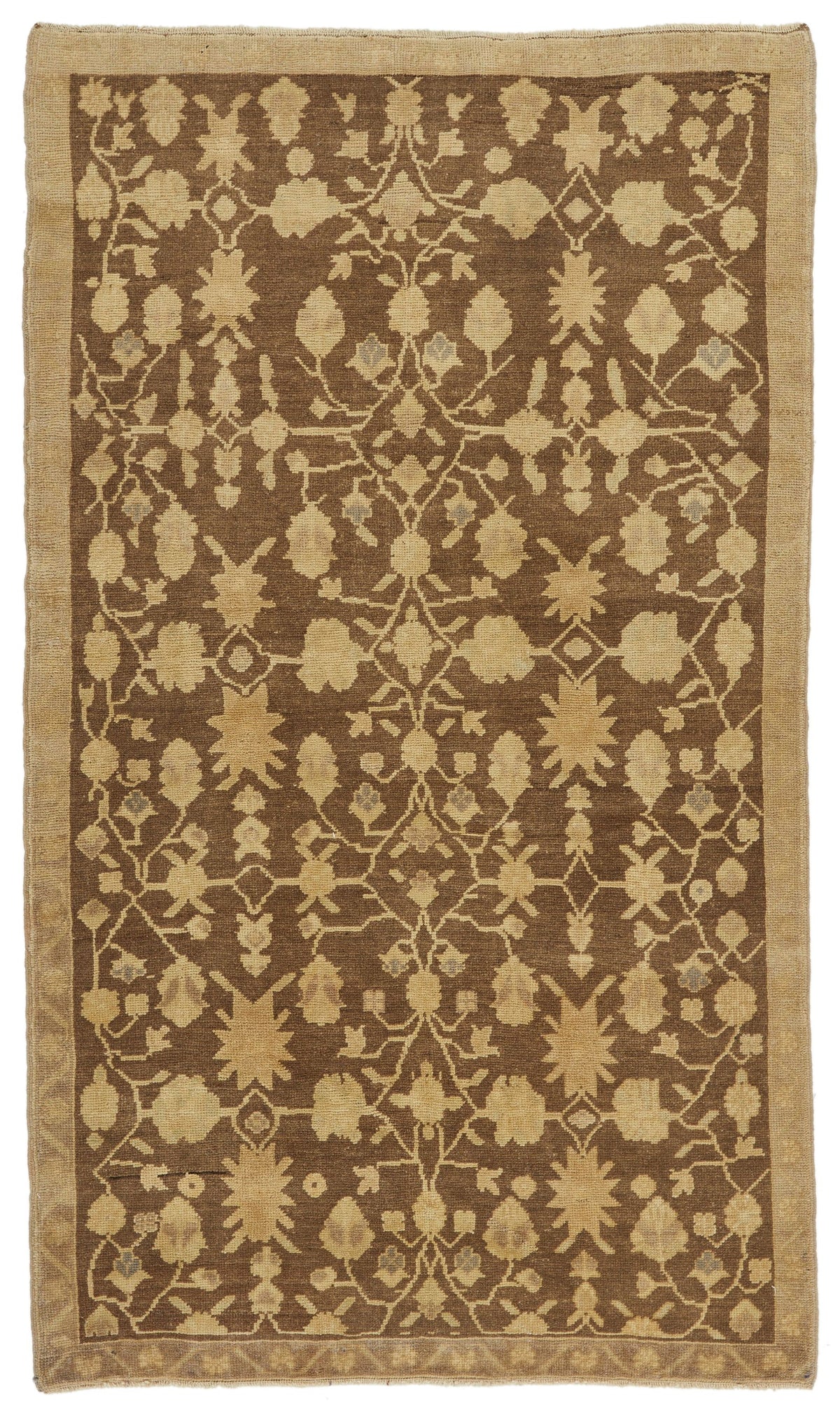 4x7 Brown and Brown Anatolian Turkish Tribal Rug
