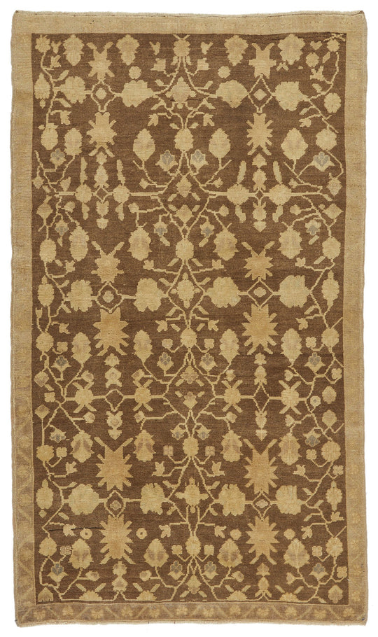 4x7 Brown and Brown Anatolian Turkish Tribal Rug
