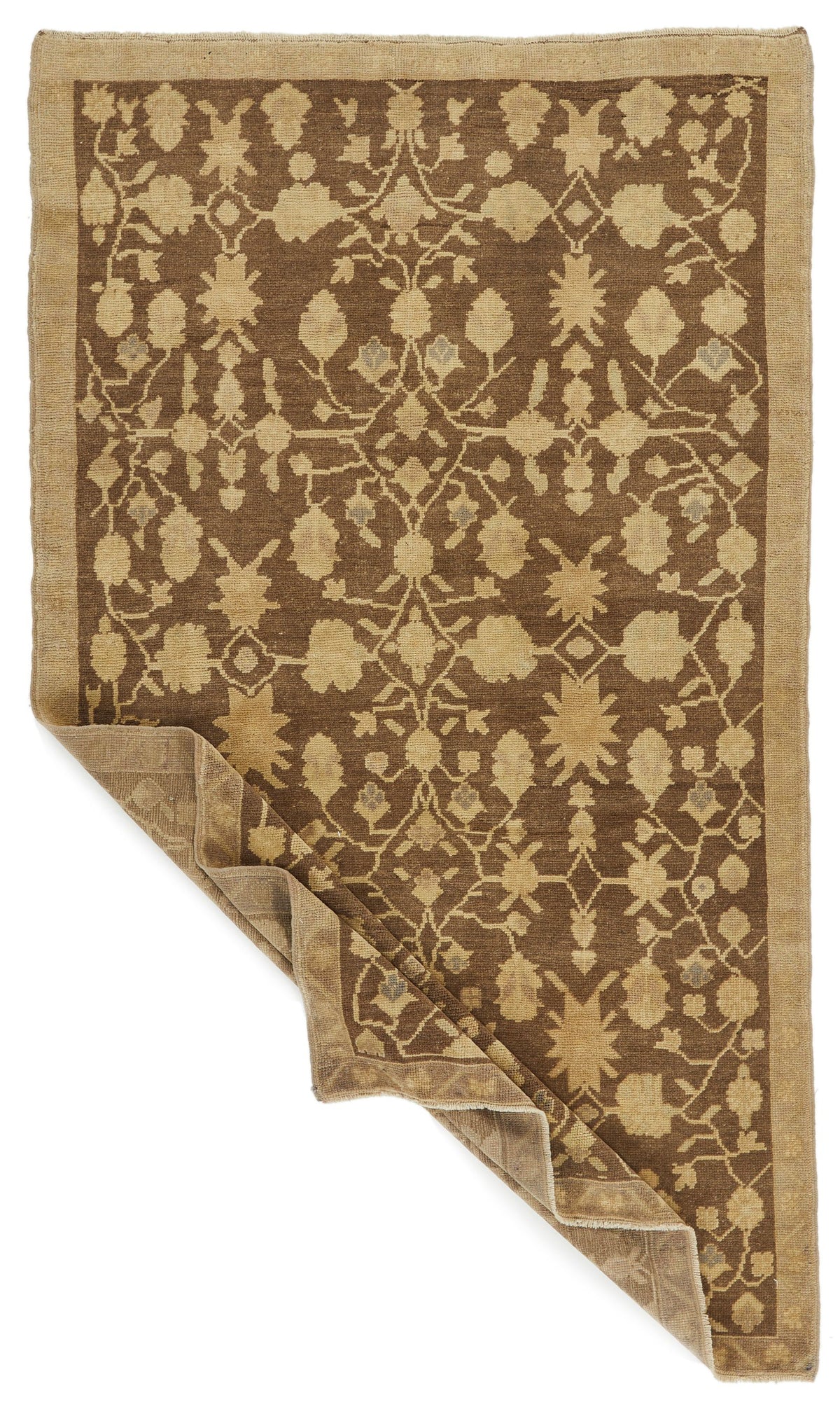 4x7 Brown and Brown Anatolian Turkish Tribal Rug