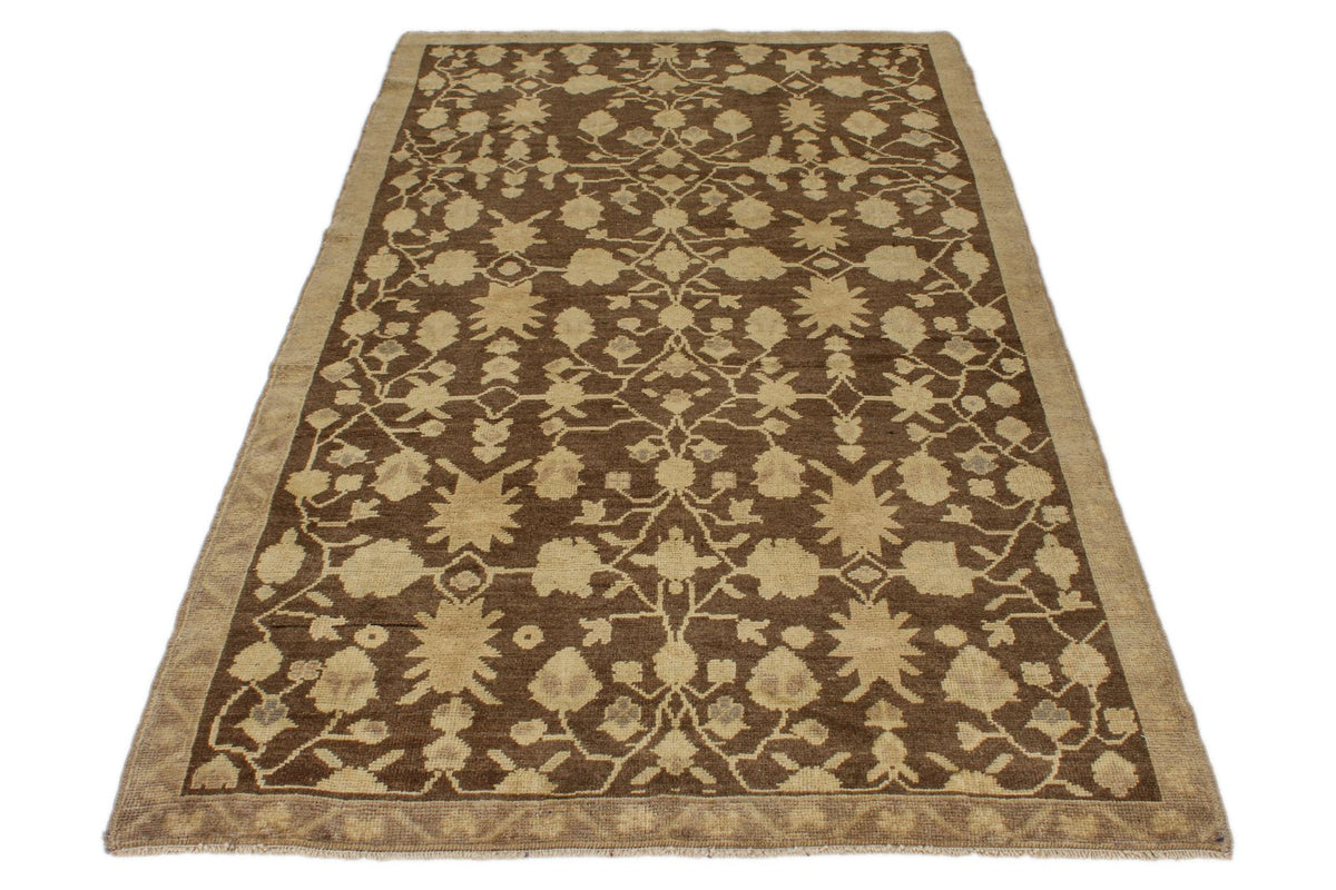 4x7 Brown and Brown Anatolian Turkish Tribal Rug
