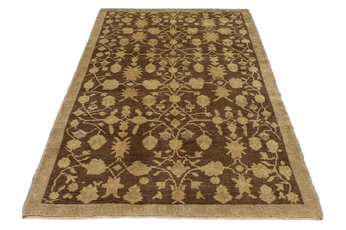 4x7 Brown and Brown Anatolian Turkish Tribal Rug