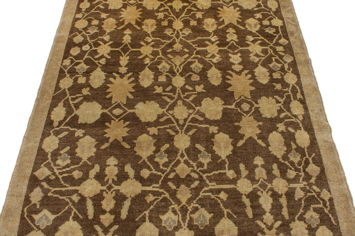 4x7 Brown and Brown Anatolian Turkish Tribal Rug