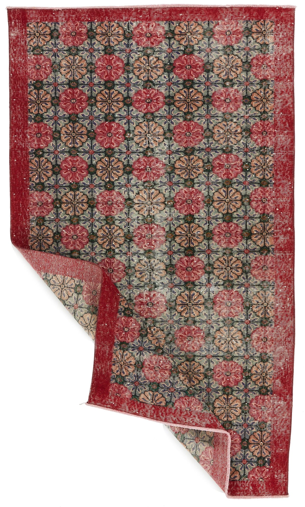 4x7 Multicolor and Red Turkish Anatolian Rug