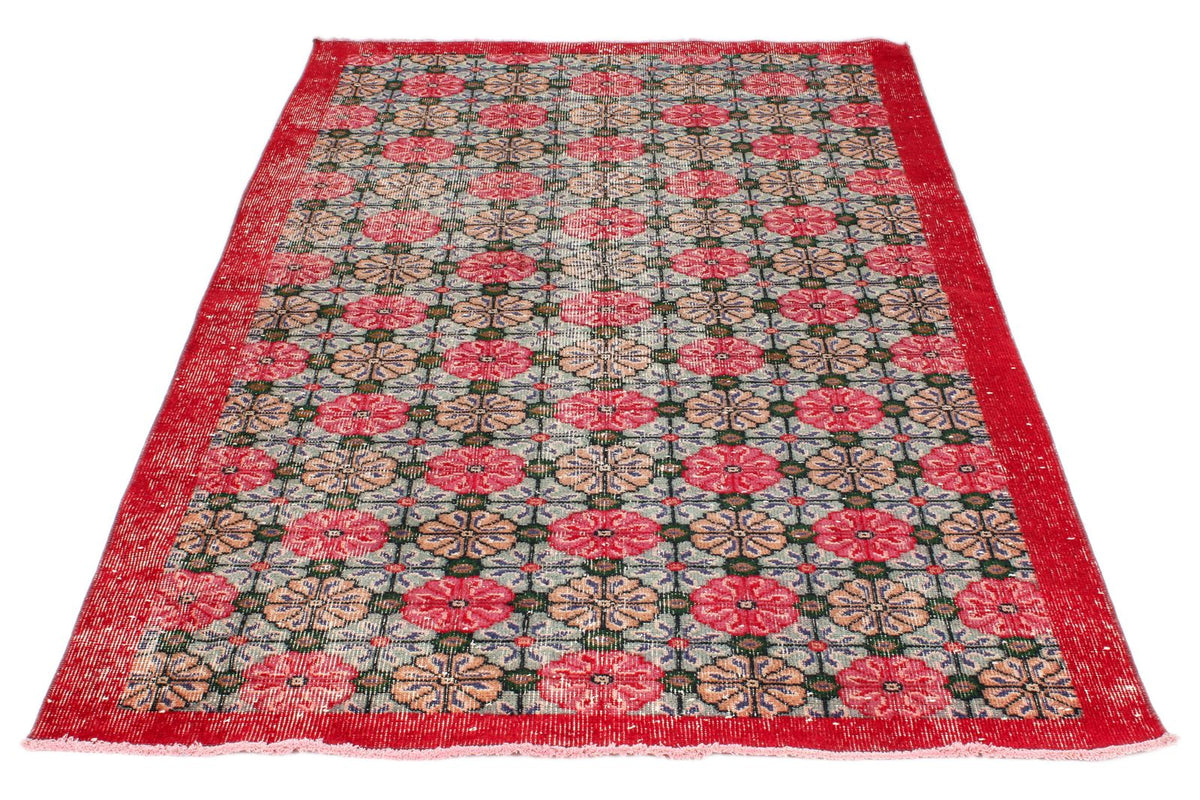 4x7 Multicolor and Red Turkish Anatolian Rug
