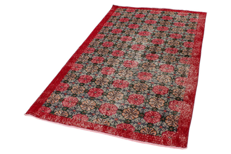 4x7 Multicolor and Red Turkish Anatolian Rug