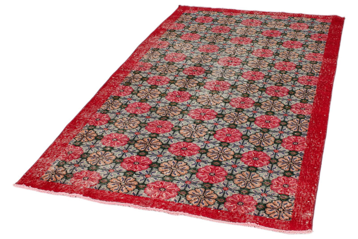 4x7 Multicolor and Red Turkish Anatolian Rug