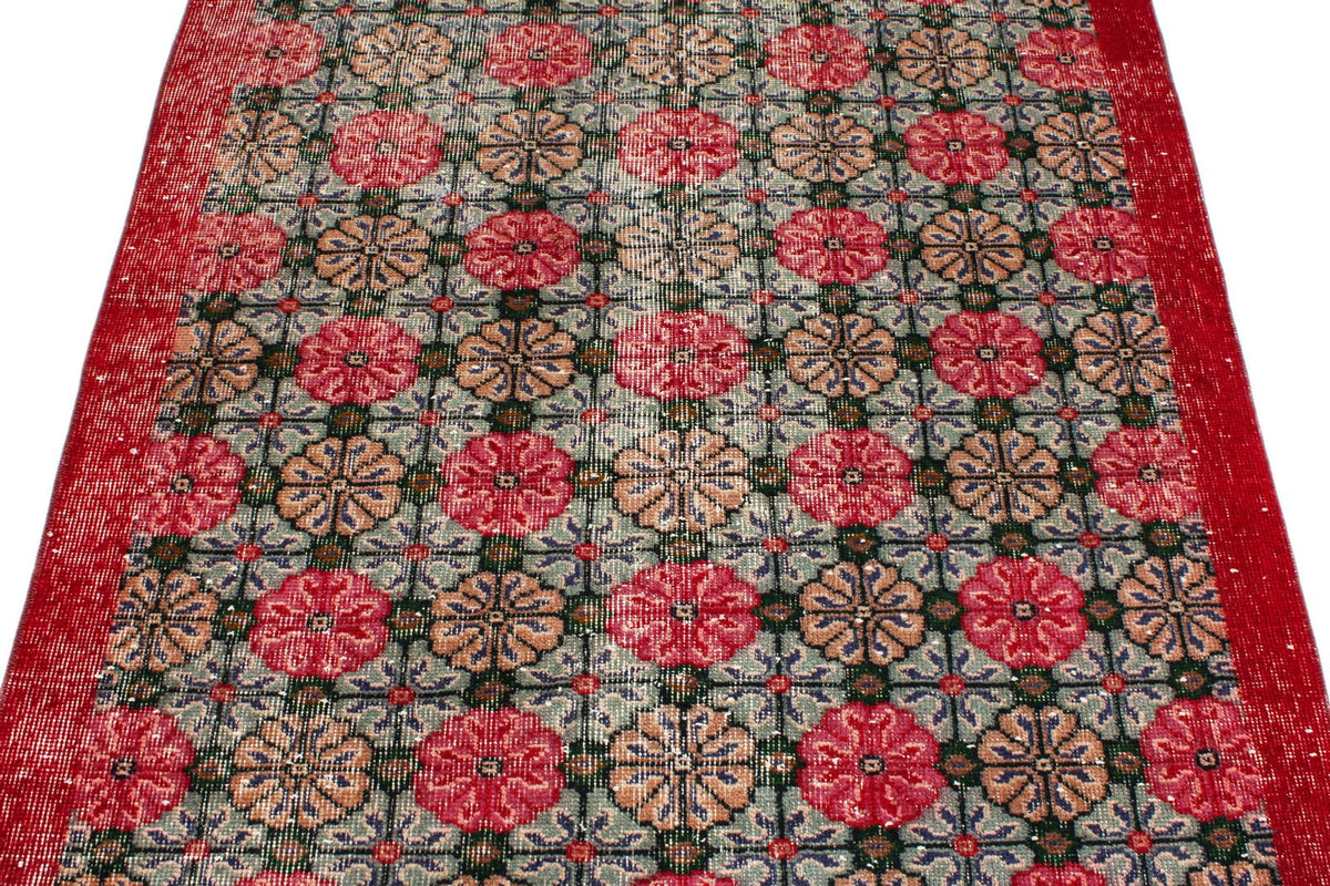 4x7 Multicolor and Red Turkish Anatolian Rug