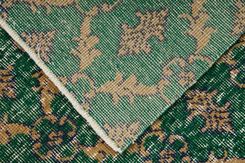 4x7 Green and Multicolor Turkish Anatolian Rug