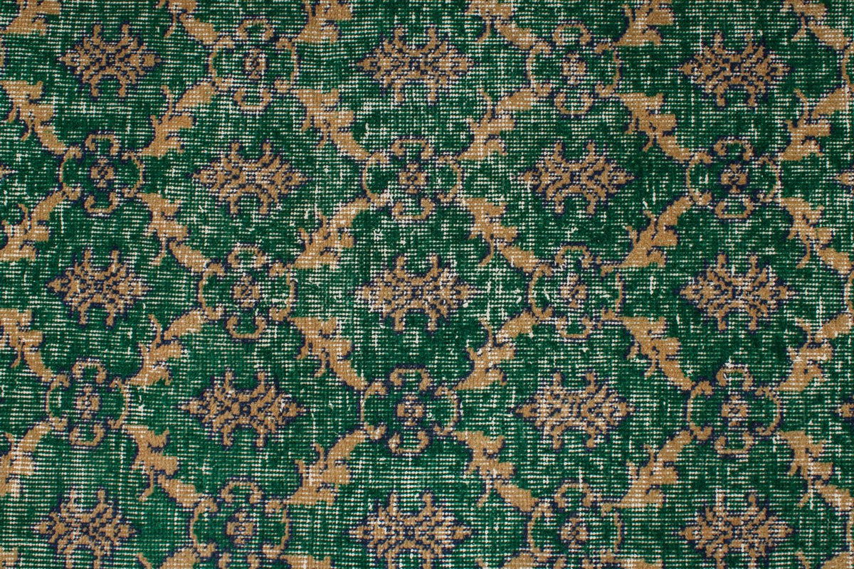 4x7 Green and Multicolor Turkish Anatolian Rug
